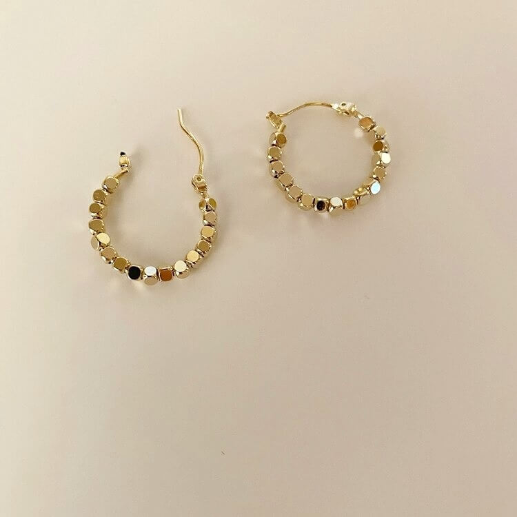 Liora Hoop Earrings – 14K Gold Plated Vintage Cube Design
