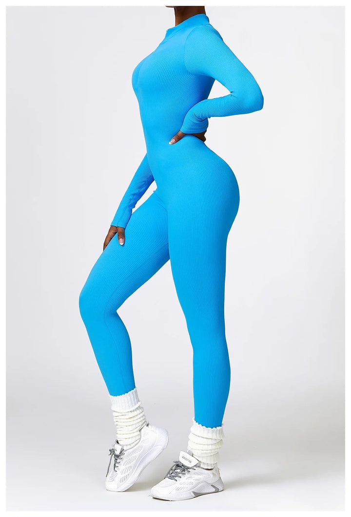 Zip Up Jumpsuit Long Sleeve - Siopie