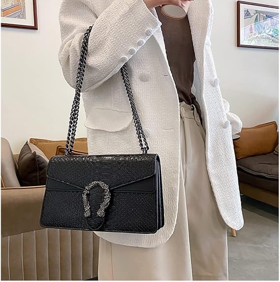 Sac bandoulière en cuir imprimé tendance – Sac à bandoulière chaîne pour femme