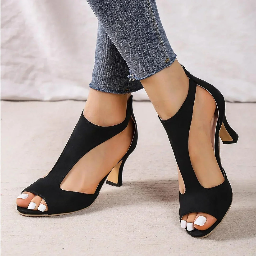 Liora Comfort Elegant Heels – Orthopedic Pink & Black Suede