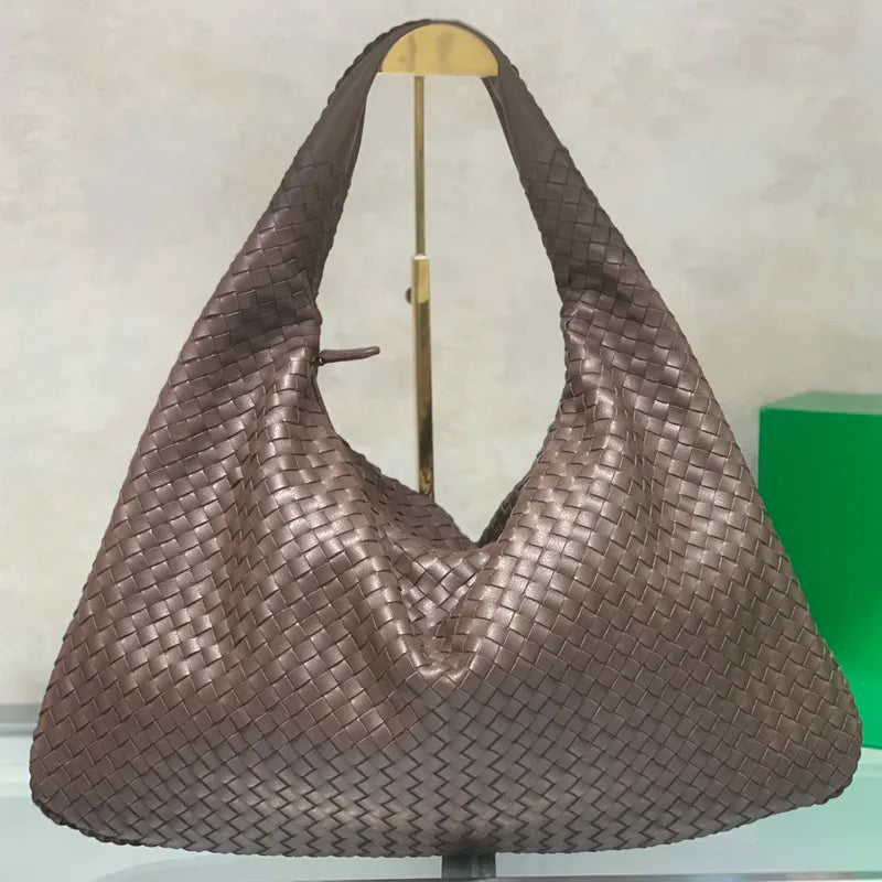 Sac à bandoulière en cuir tressé – Sac fourre-tout en cuir de vachette de haute qualité avec fermeture éclair