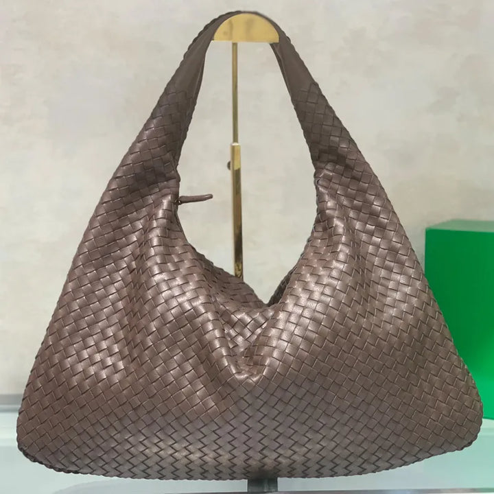 Sac à bandoulière en cuir tressé – Sac fourre-tout en cuir de vachette de haute qualité avec fermeture éclair