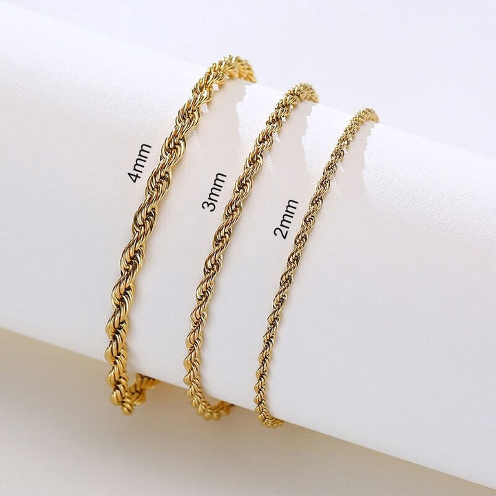 Liora Twisted Rope Bracelet – Minimalist Gold & Silver 2-4mm