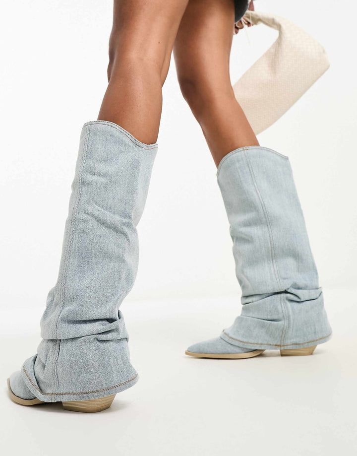 Liora Knee-Length Denim Boots – Stylish Comfortable Denim Craftsmanship