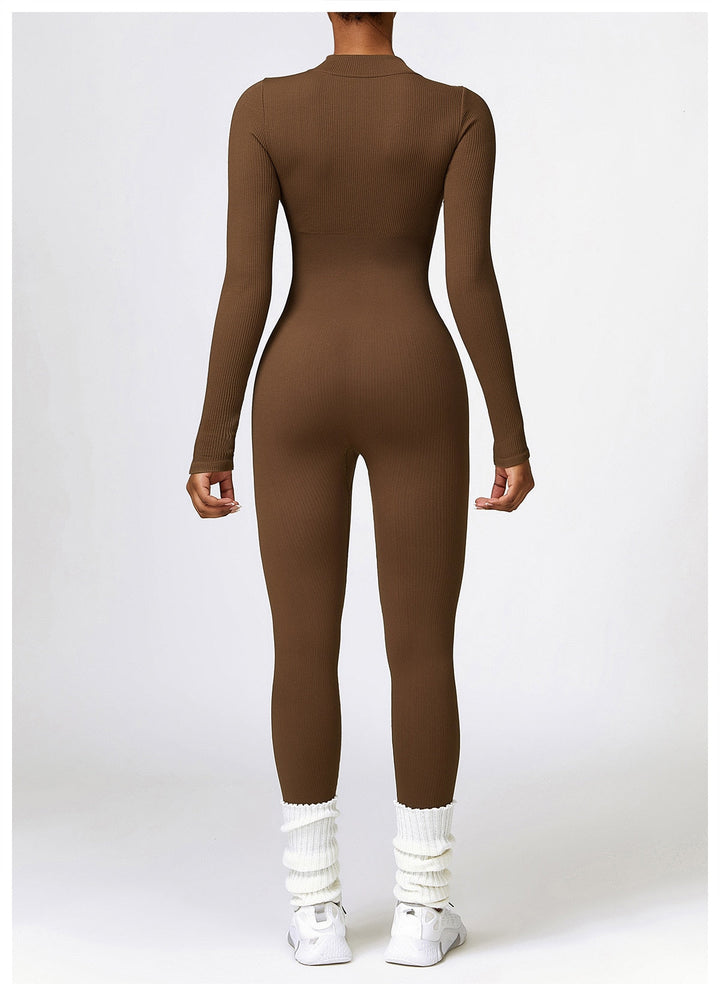 Zip Up Jumpsuit Long Sleeve - Siopie