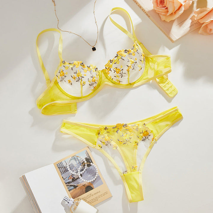 Arielle Lingerie Set – Embroidered Sakura Mesh