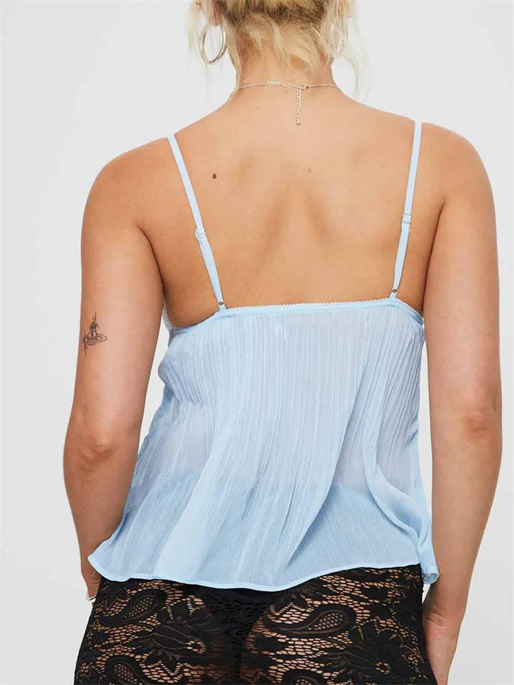 Luna – Haut caraco plissé en dentelle pour femme