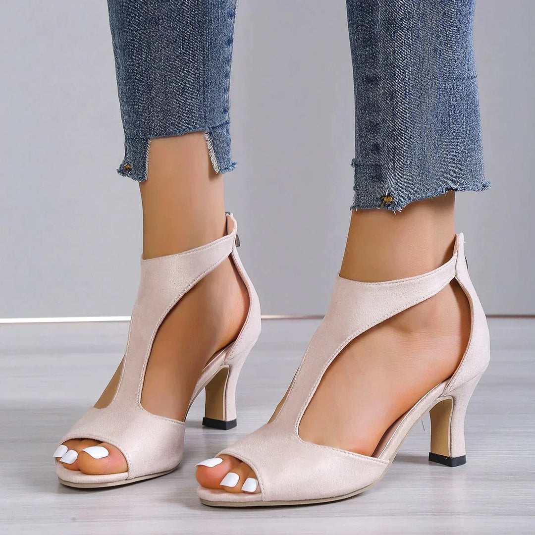 Liora Comfort Elegant Heels – Orthopedic Pink & Black Suede