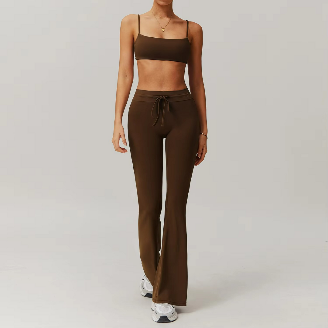 Eloria Ensemble Pilates Crop Top et Pantalon Flare