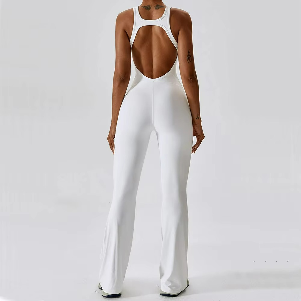 Liora Jumpsuit Pilates Sculptant Blanc Élégance Confort Polyester
