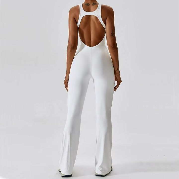 Liora Jumpsuit Pilates Sculptant Blanc Élégance Confort Polyester