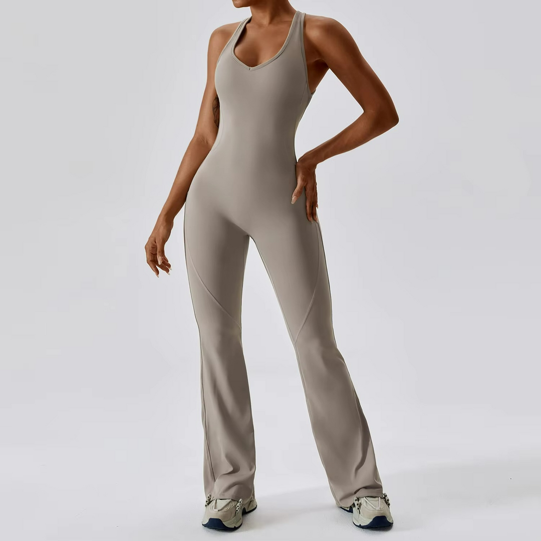 Liora Jumpsuit Pilates Sculptant Blanc Élégance Confort Polyester