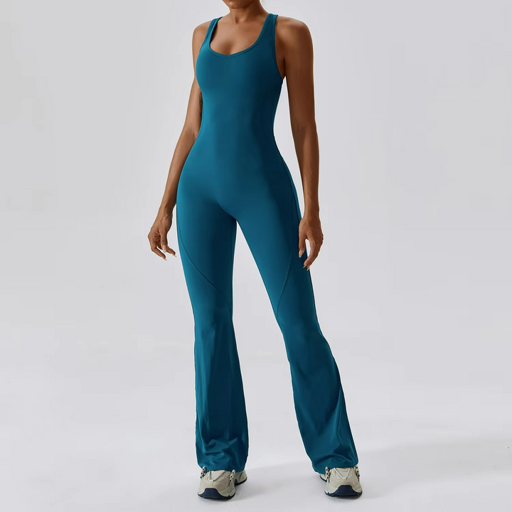 Liora Jumpsuit Pilates Sculptant Blanc Élégance Confort Polyester