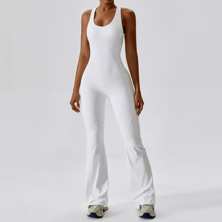 Liora Jumpsuit Pilates Sculptant Blanc Élégance Confort Polyester