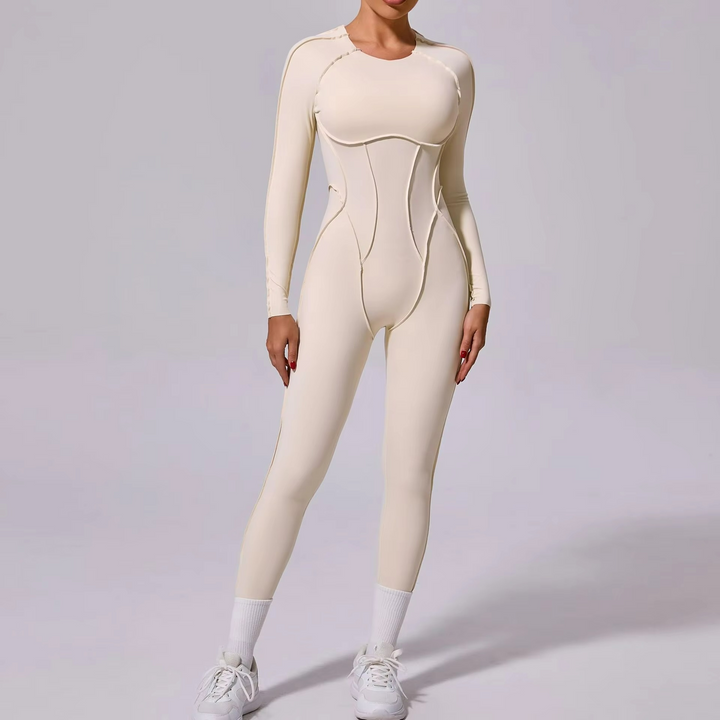 Combinaison Pilates Aria Manches Longues Élégante Tissu Sculptant Confort Précision