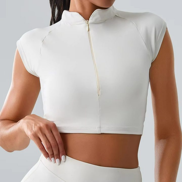 Mezari Top Pilates à Manches Courtes – Confort Respirant & Élégance