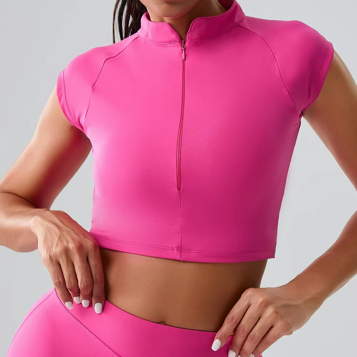 Mezari Top Pilates à Manches Courtes – Confort Respirant & Élégance