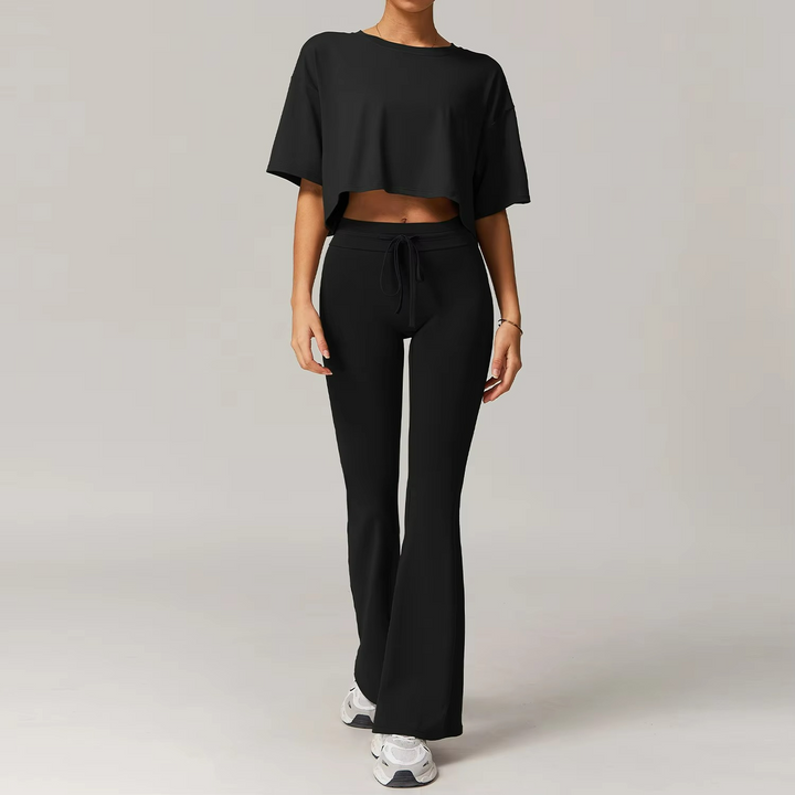Arielle Ensemble Pilates Seamless Crop Top et Pantalon Flare