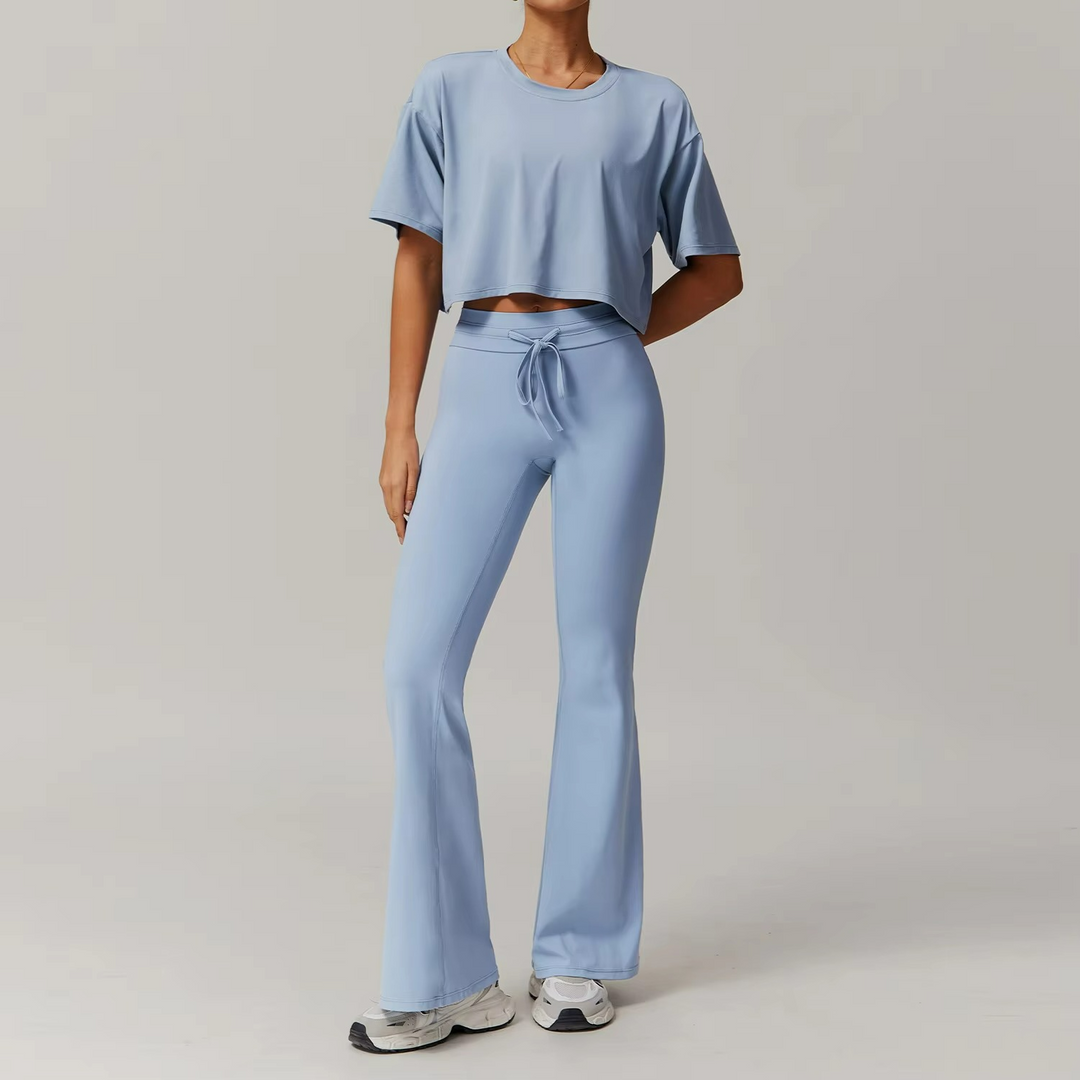 Arielle Ensemble Pilates Seamless Crop Top et Pantalon Flare