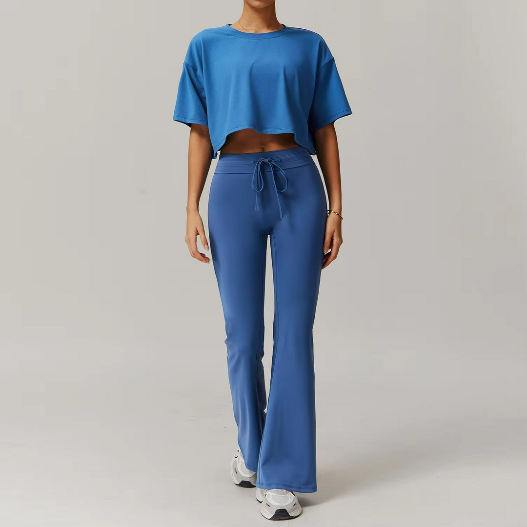 Arielle Ensemble Pilates Seamless Crop Top et Pantalon Flare