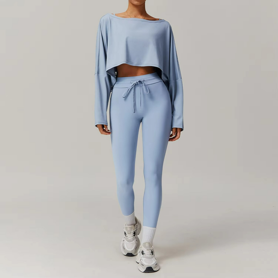 AuraFit Ensemble Pilates – Haut Épaules Dénudées & Legging Sculptant