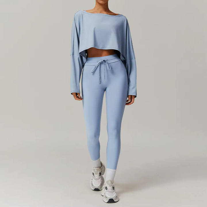 AuraFit Ensemble Pilates – Haut Épaules Dénudées & Legging Sculptant