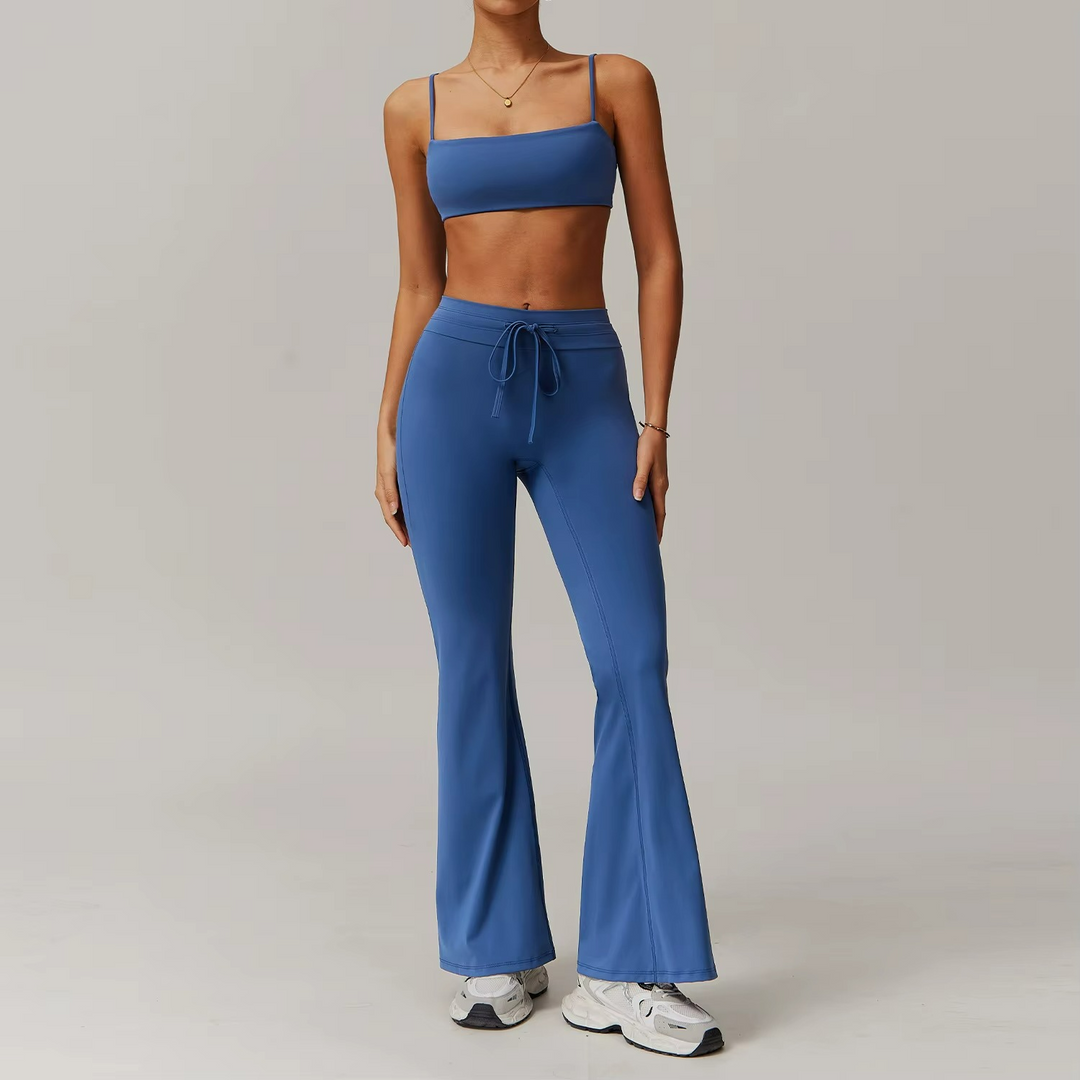 Eloria Ensemble Pilates Crop Top et Pantalon Flare