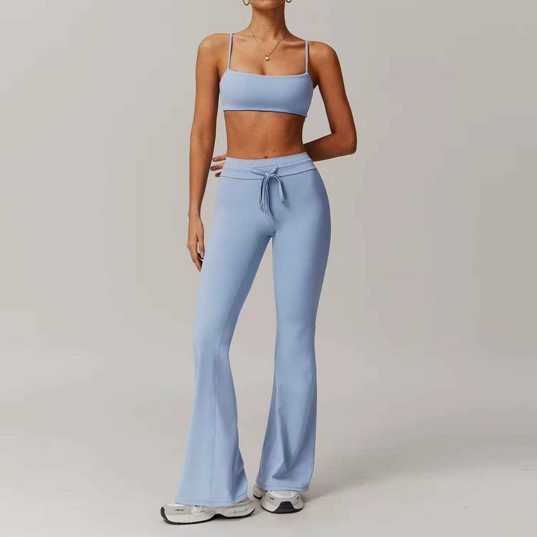 Eloria Ensemble Pilates Crop Top et Pantalon Flare