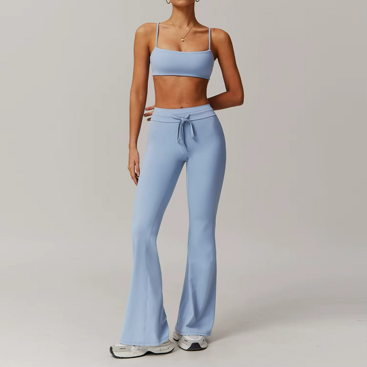 Eloria Ensemble Pilates Crop Top et Pantalon Flare