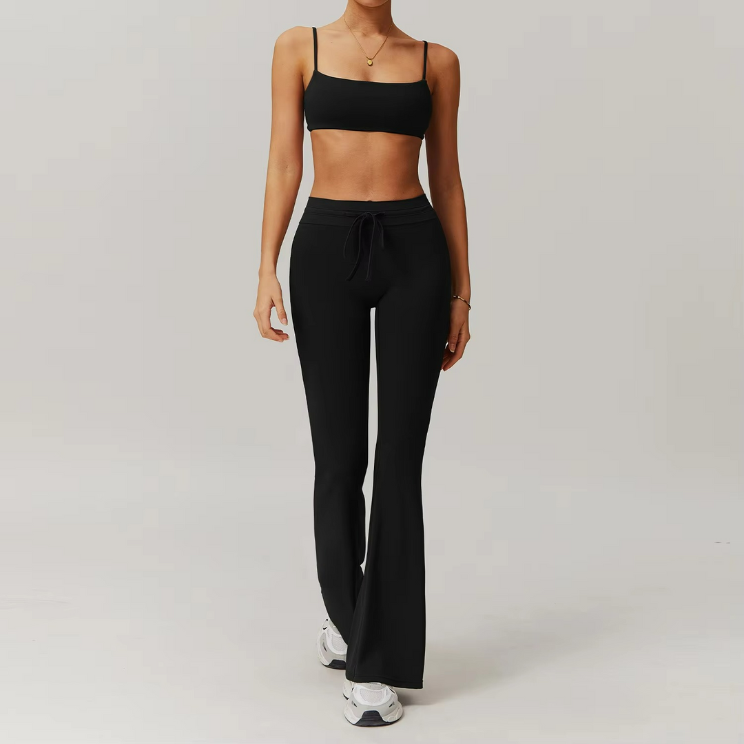 Eloria Ensemble Pilates Crop Top et Pantalon Flare