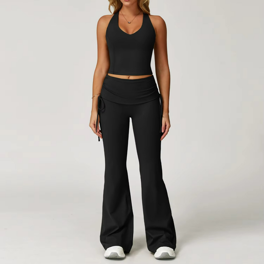 Ensemble Pilates Curve Veste Sans Manches et Pantalon Flare