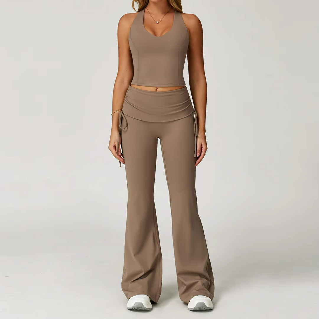 Ensemble Pilates Curve Veste Sans Manches et Pantalon Flare