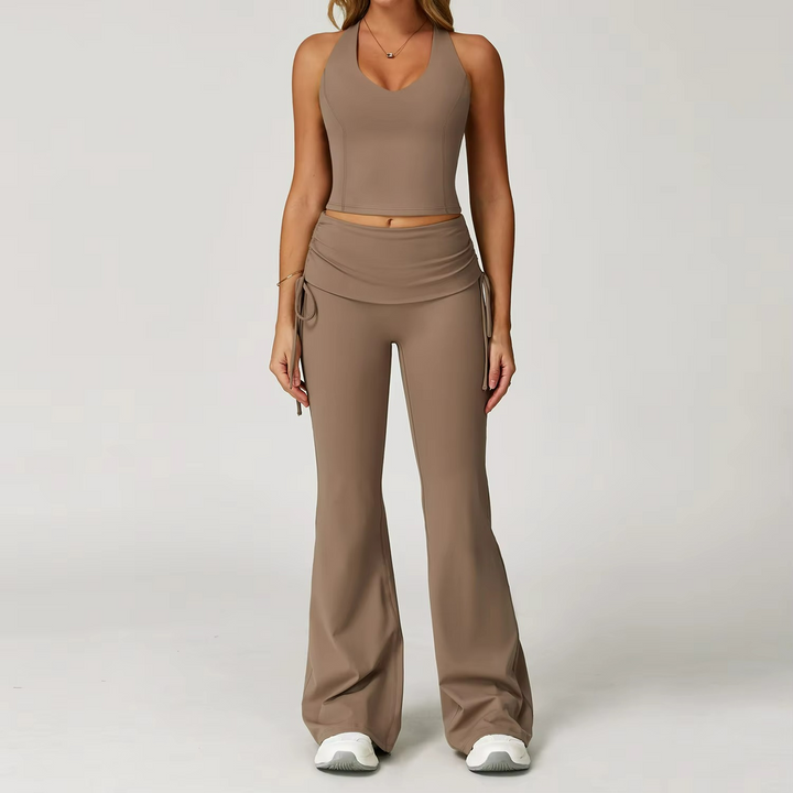 Ensemble Pilates Curve Veste Sans Manches et Pantalon Flare