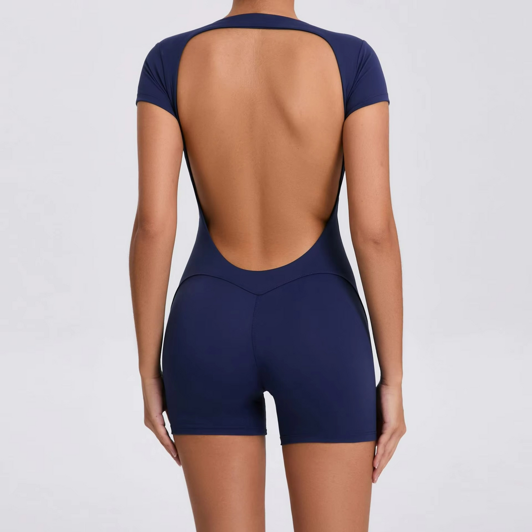 Liora Jumpsuit Pilates à Manches Courtes et Shorts Ajustés