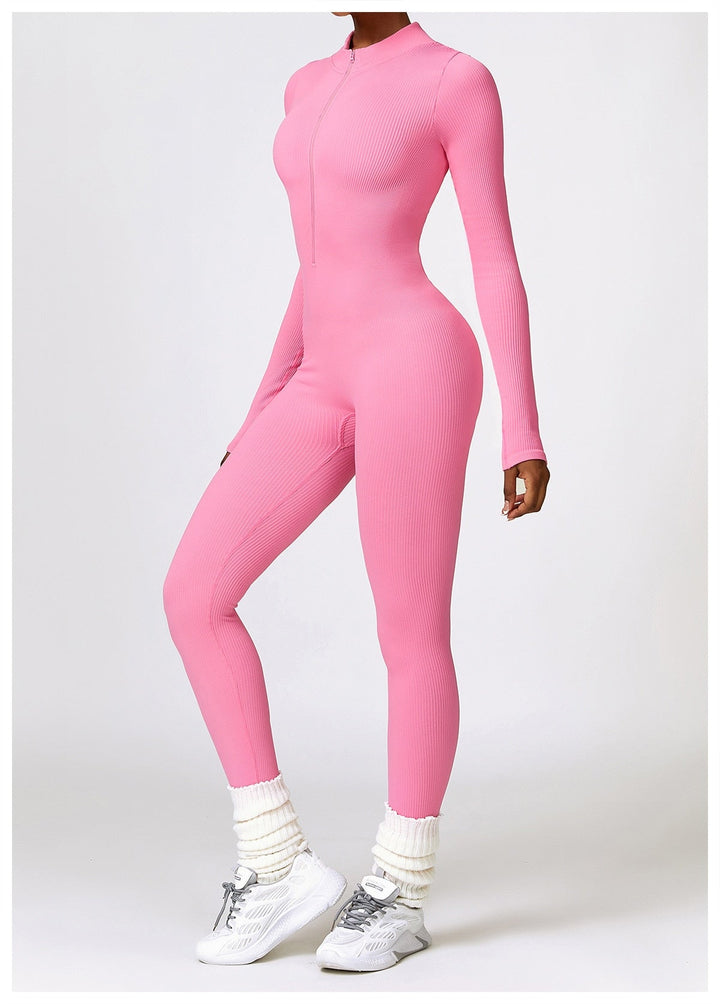 Zip Up Jumpsuit Long Sleeve - Siopie