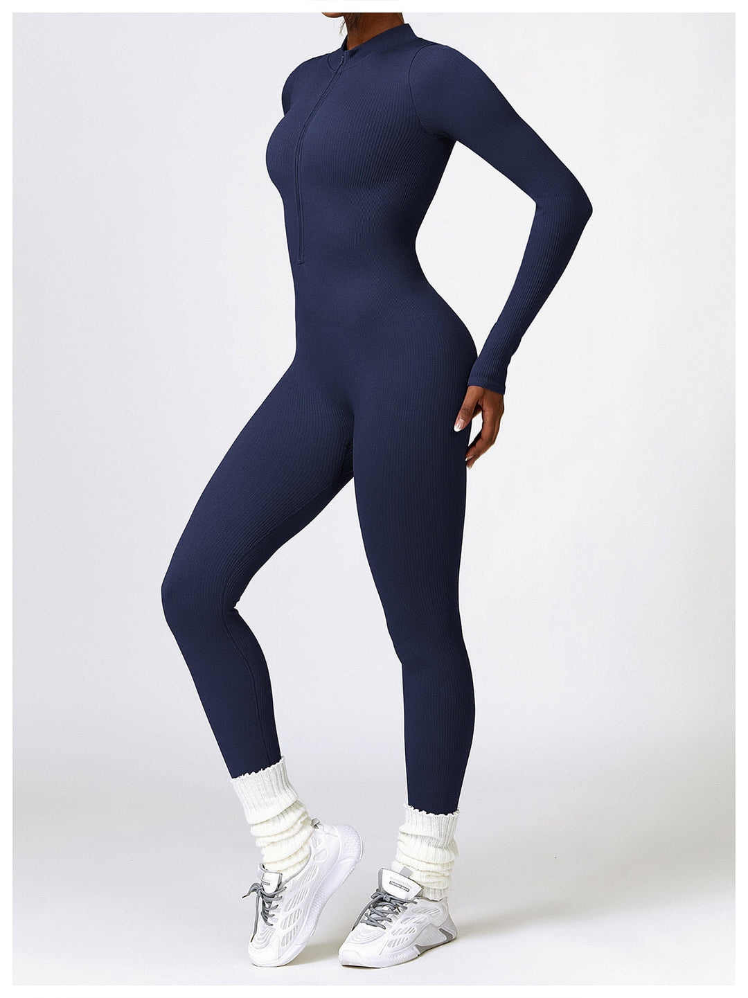Zip Up Jumpsuit Long Sleeve - Siopie