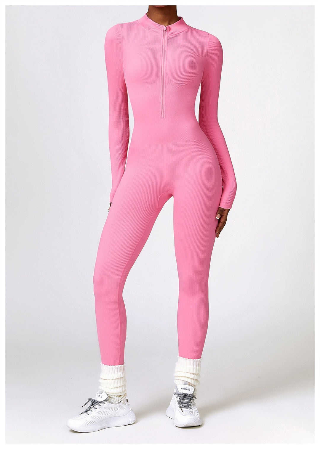 Zip Up Jumpsuit Long Sleeve - Siopie