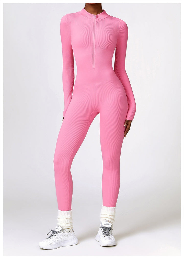 Zip Up Jumpsuit Long Sleeve - Siopie