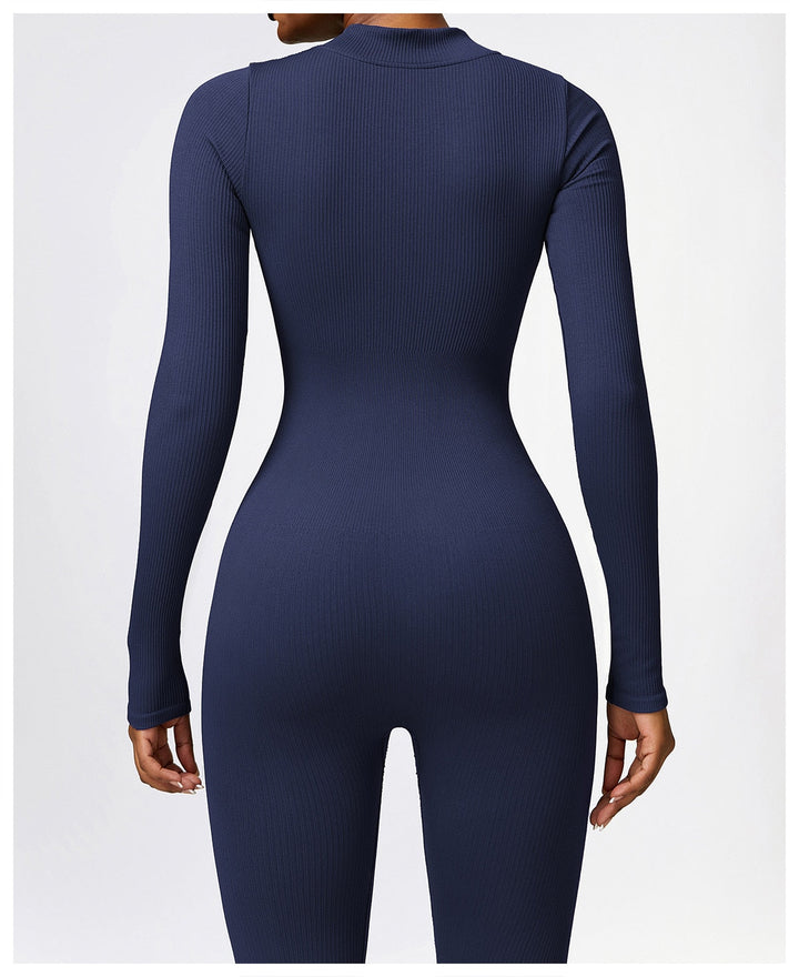 Zip Up Jumpsuit Long Sleeve - Siopie